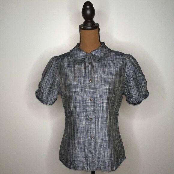 Marianne Kooimans Button Up Puff Sleeve 100% Silk Iridescent Blouse, Women’s 1 - Picture 12 of 14